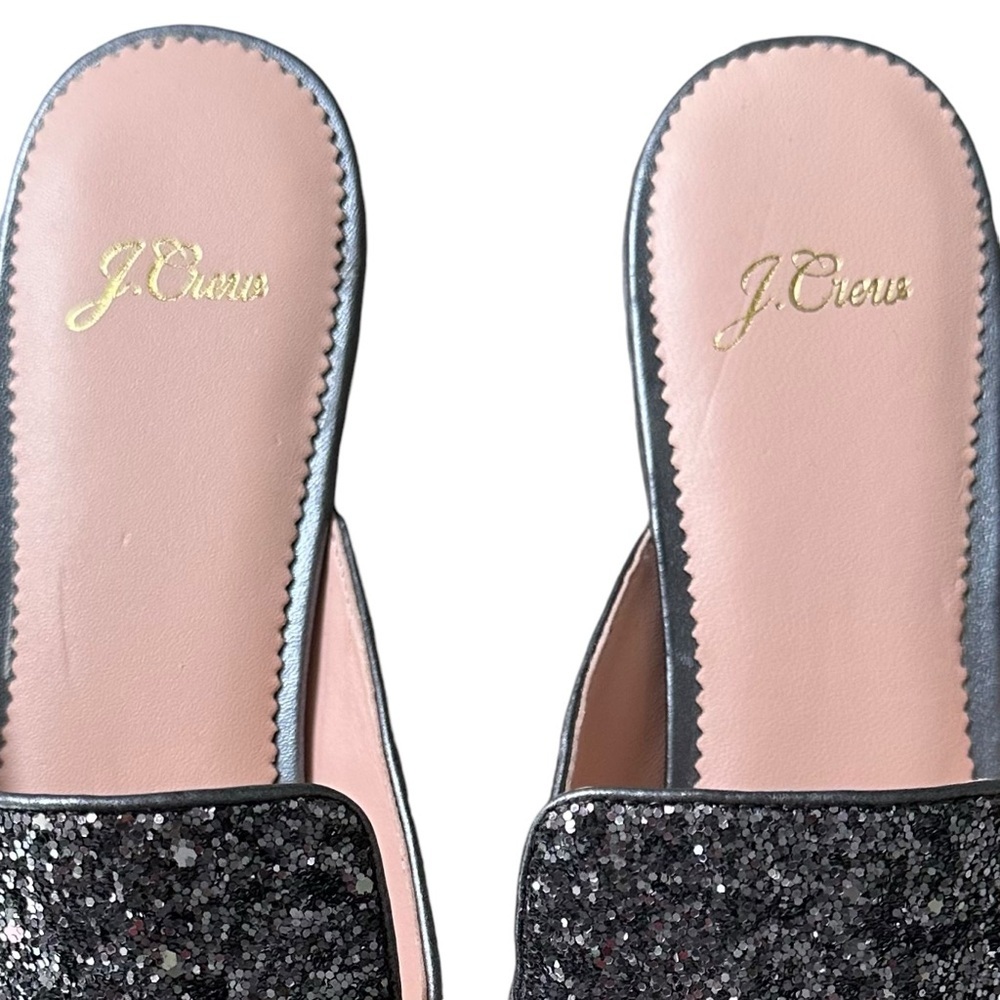 New J. Crew Pointed Toe Mule Slides In Gray Glitt… - image 7